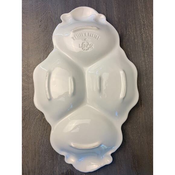 LENOX Butler's Pantry 4-Part Relish Dish White Shell Serving Platter 17.5" VGUC - Picture 6 of 10
